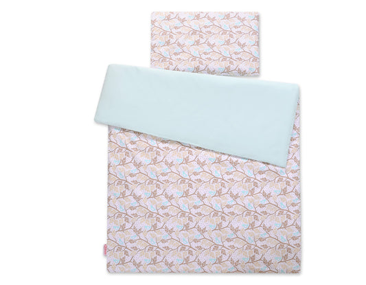 Baby cotton bedding set 2-pcs 135x100 cm- beige leaves – afbeelding 2