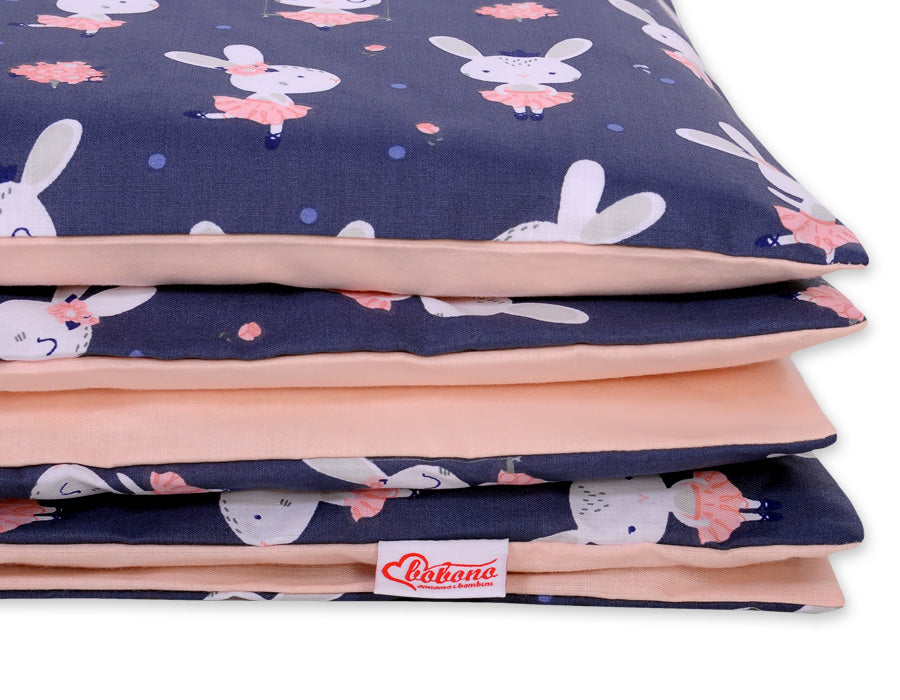 Baby cotton bedding set 2-pcs 140x200 Junior - rabbits navy blue – afbeelding 3