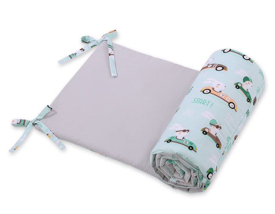 Universal bumper for cot - mint rabbits – afbeelding 2