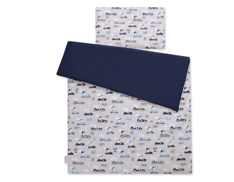 Baby cotton bedding set 2-pcs 135x100 cm- gray rabbits – afbeelding 3