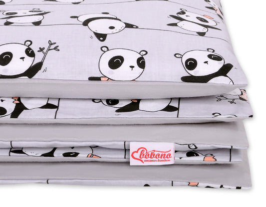 Baby cotton bedding set 2-pcs 135x100 cm - Panda gray – afbeelding 2