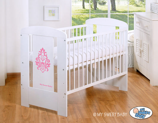 Wooden baby cot 120x60cm Glamour white-pink – afbeelding 2