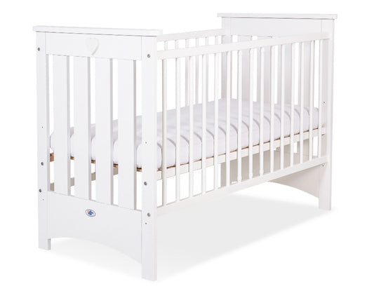 Wooden baby cot 120x60cm Lorenzo III white, with teething rail – afbeelding 2