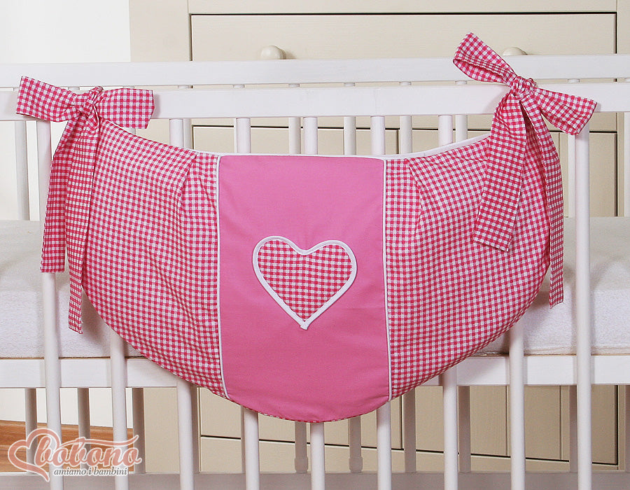 Toys bag- Hanging Hearts dark pink checkered – afbeelding 2