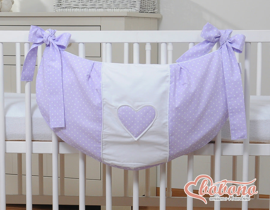 Toys bag- Hanging Hearts white polka dots on lilac – afbeelding 2