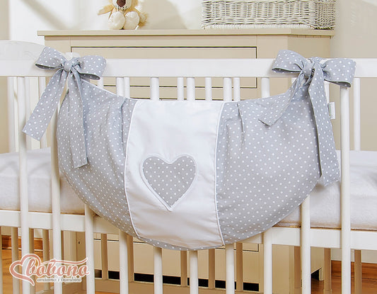 Toys bag- Hanging Hearts white polka dots on grey – afbeelding 2