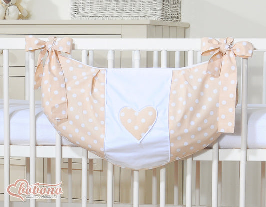 Toys bag- Hanging Hearts white dots on beige – afbeelding 2