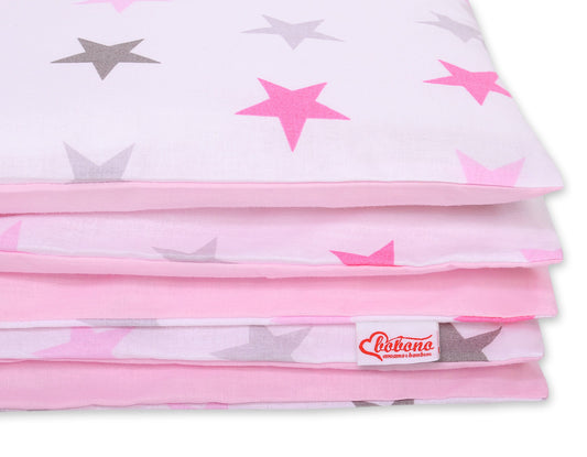 Baby cotton bedding set 2-pcs 120x90 cm- stars gray - pink /pink – afbeelding 2