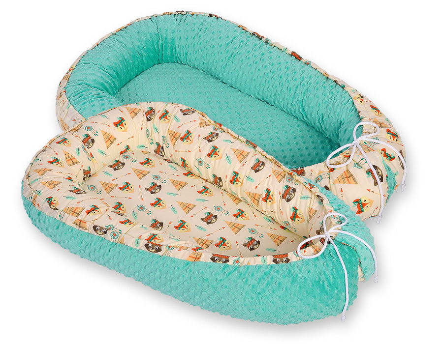 Baby nestje Dubbelzijdige Premium Cocoon for infants BOBONO minky- teepee – afbeelding 6