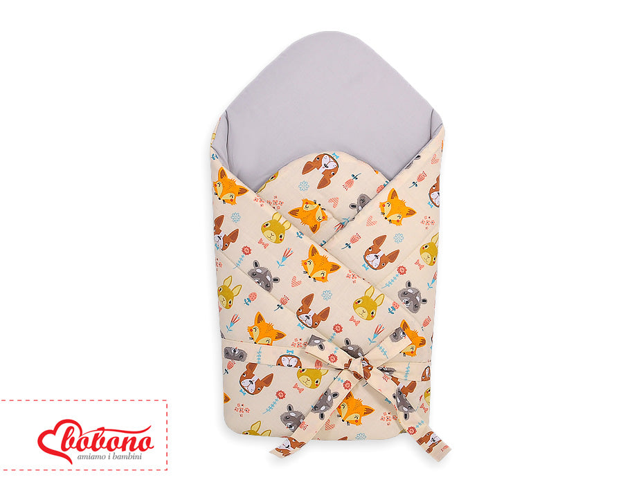 Baby nestje 2in1 with stiffening with bow - cream animals – afbeelding 6