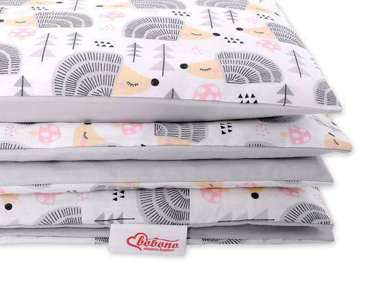 Baby cotton bedding set 2-pcs 120x90 cm- hedgehogs grey – afbeelding 2