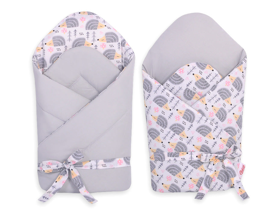 Baby nestje 2in1 with stiffening with bow- hedgehogs grey – afbeelding 3