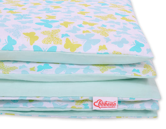 Baby cotton bedding set 2-pcs 135x100 cm- blue butterflies – afbeelding 2