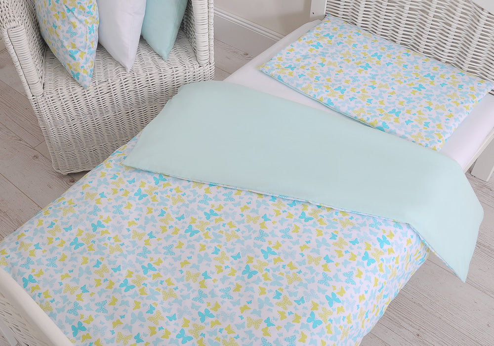 Baby cotton bedding set 2-pcs 140x200 Junior - blue butterflies – afbeelding 4