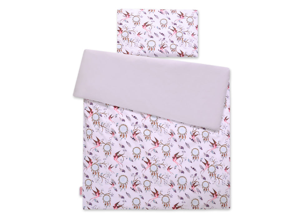 Baby cotton bedding set 2-pcs 120x90 cm- swallows pink – afbeelding 4