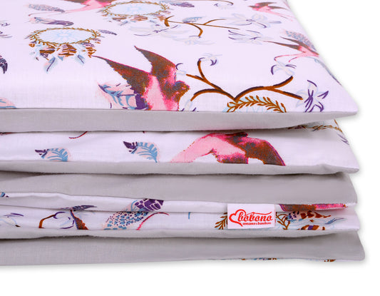 Baby cotton bedding set 2-pcs 120x90 cm- swallows pink – afbeelding 2