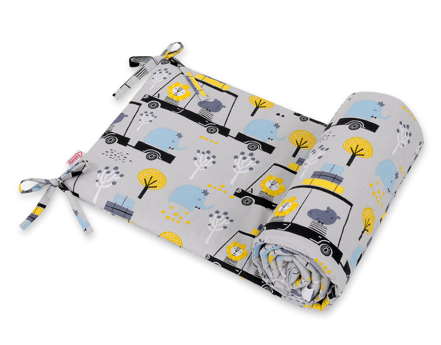 Universal bumper for cot - animals in cars gray – afbeelding 1