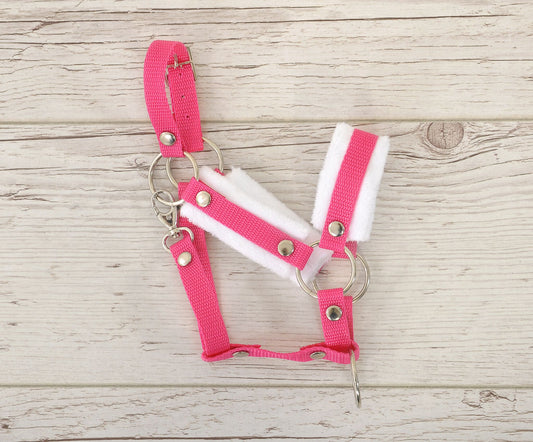 The adjustable halter for Hobby Horse A3 - dark pink with white furry – afbeelding 2