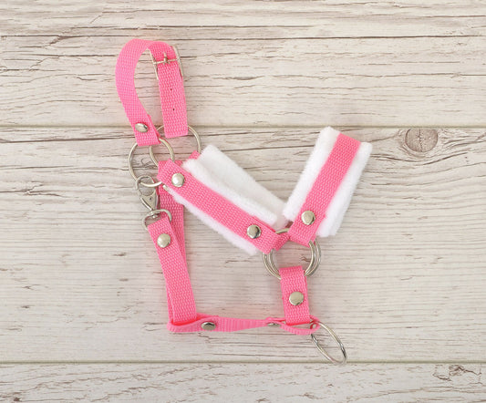 The adjustable halter for Hobby Horse A3 - pink with white furry – afbeelding 2