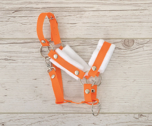 The adjustable halter for Hobby Horse A3 - orange with white furry – afbeelding 2