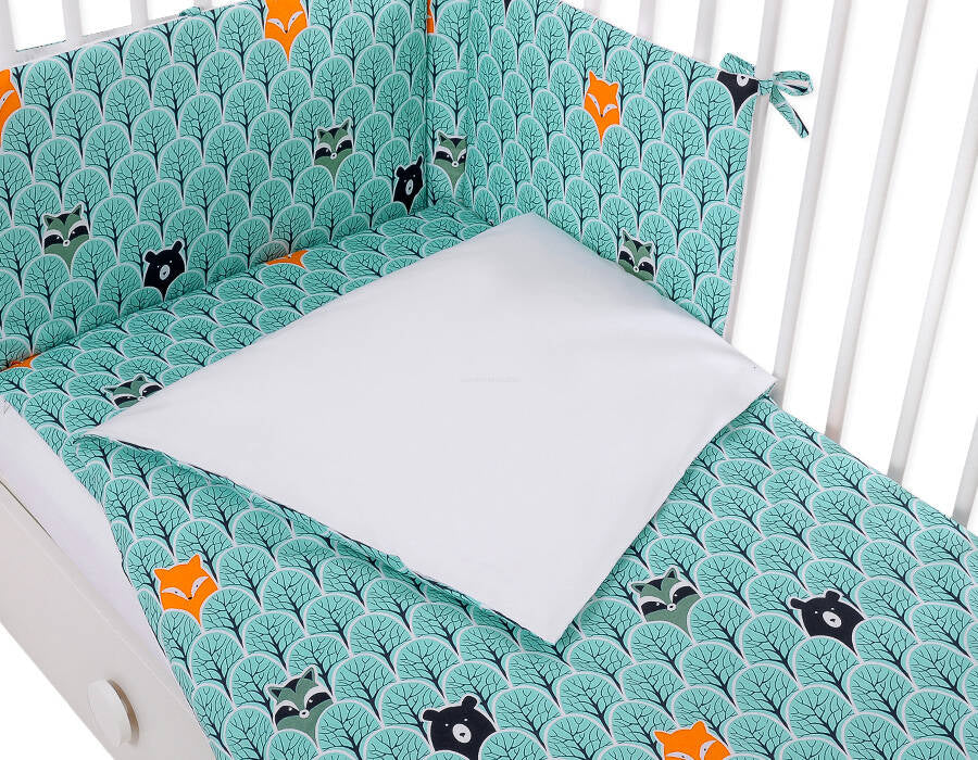 Baby cotton bedding set 2-pcs 135x100 cm- mint forest – afbeelding 4