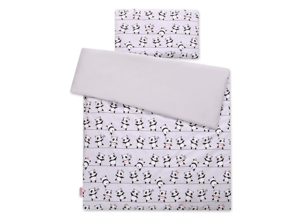 Baby cotton bedding set 2-pcs 120x90 cm - grey panda – afbeelding 4