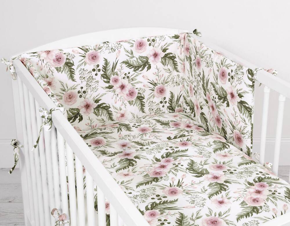 Baby cotton bedding set 2-pcs - peony flower pink – afbeelding 3