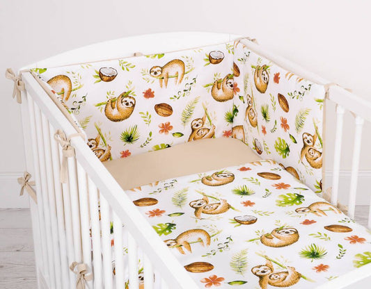 Baby cotton bedding set 2-pcs 135x100 cm- sloths beige/beige – afbeelding 2