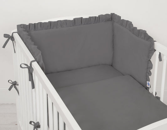 Universal baby bed bumper with frill - anthracite – afbeelding 2