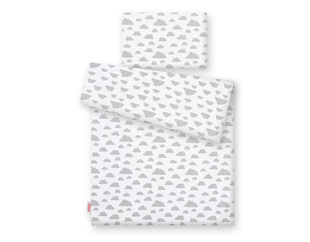 Baby cotton bedding set 2-pcs 120x90 cm- clouds gray/gray – afbeelding 4