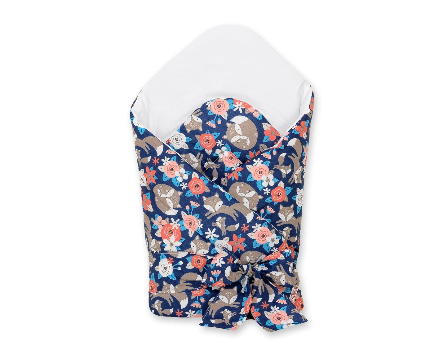 Baby nestje 2in1 with stiffening with bow - fox family on blue – afbeelding 1