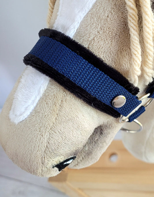 The adjustable halter for Hobby Horse A3 - navy blue with black furry – afbeelding 2