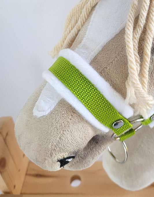 The adjustable halter for Hobby Horse A3 - lime with white furry – afbeelding 2