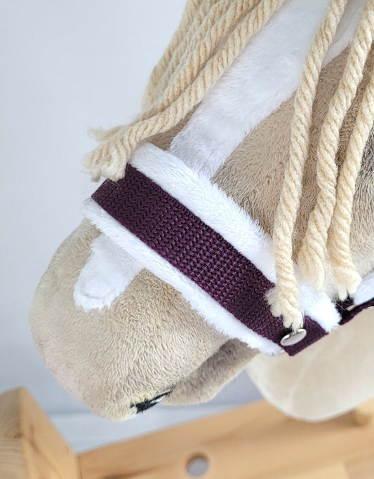 The adjustable halter for Hobby Horse A3 - plum with white furry – afbeelding 2