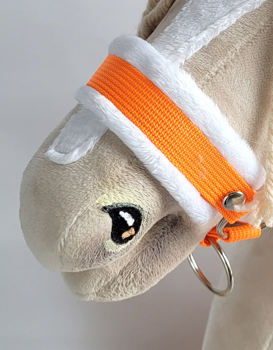 The adjustable halter for Hobby Horse A3 - neon orange with white furry – afbeelding 2