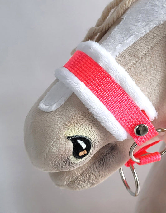 The adjustable halter for Hobby Horse A3 - neon pink with white furry – afbeelding 2