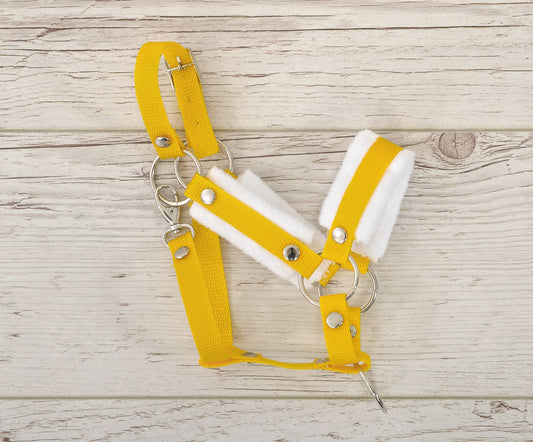 The adjustable halter for Hobby Horse A3 - yellow with white furry – afbeelding 2