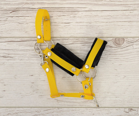 The adjustable halter for Hobby Horse A3 - yellow with black furry – afbeelding 2