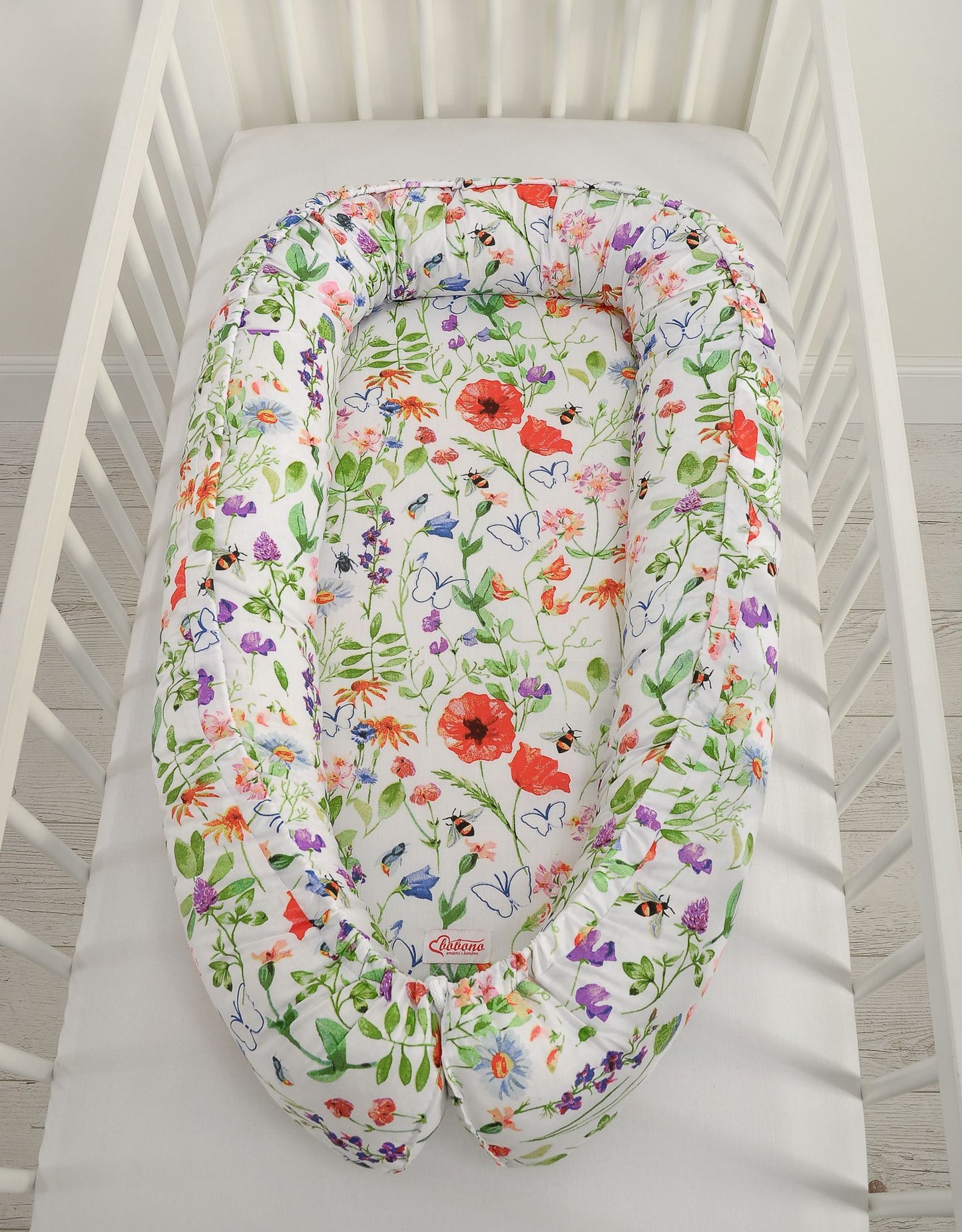 Baby nestje Dubbelzijdige Premium Cocoon for infants BOBONO - meadow – afbeelding 4