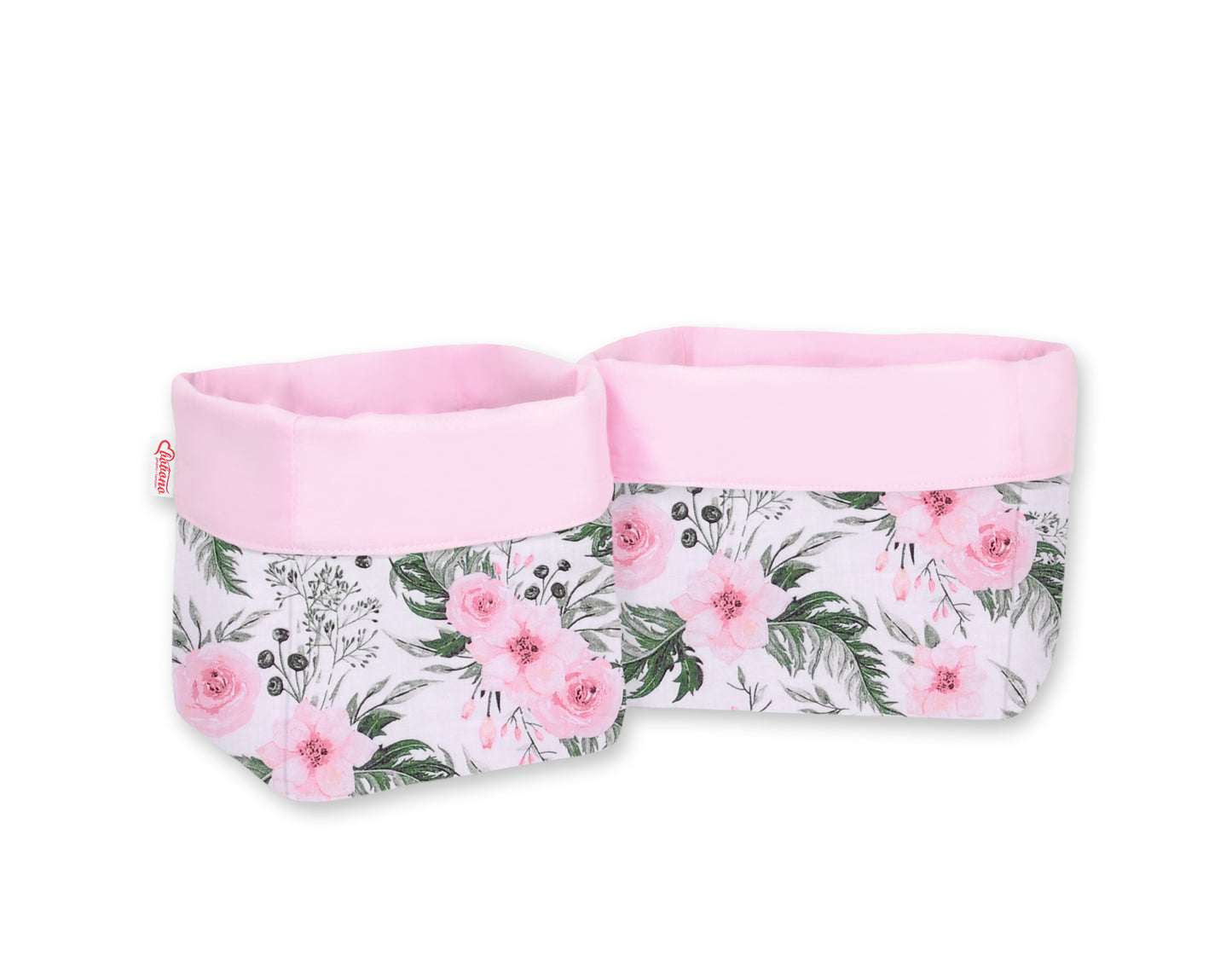 Set of 2 storage baskets - peony flower pink/pink – afbeelding 1