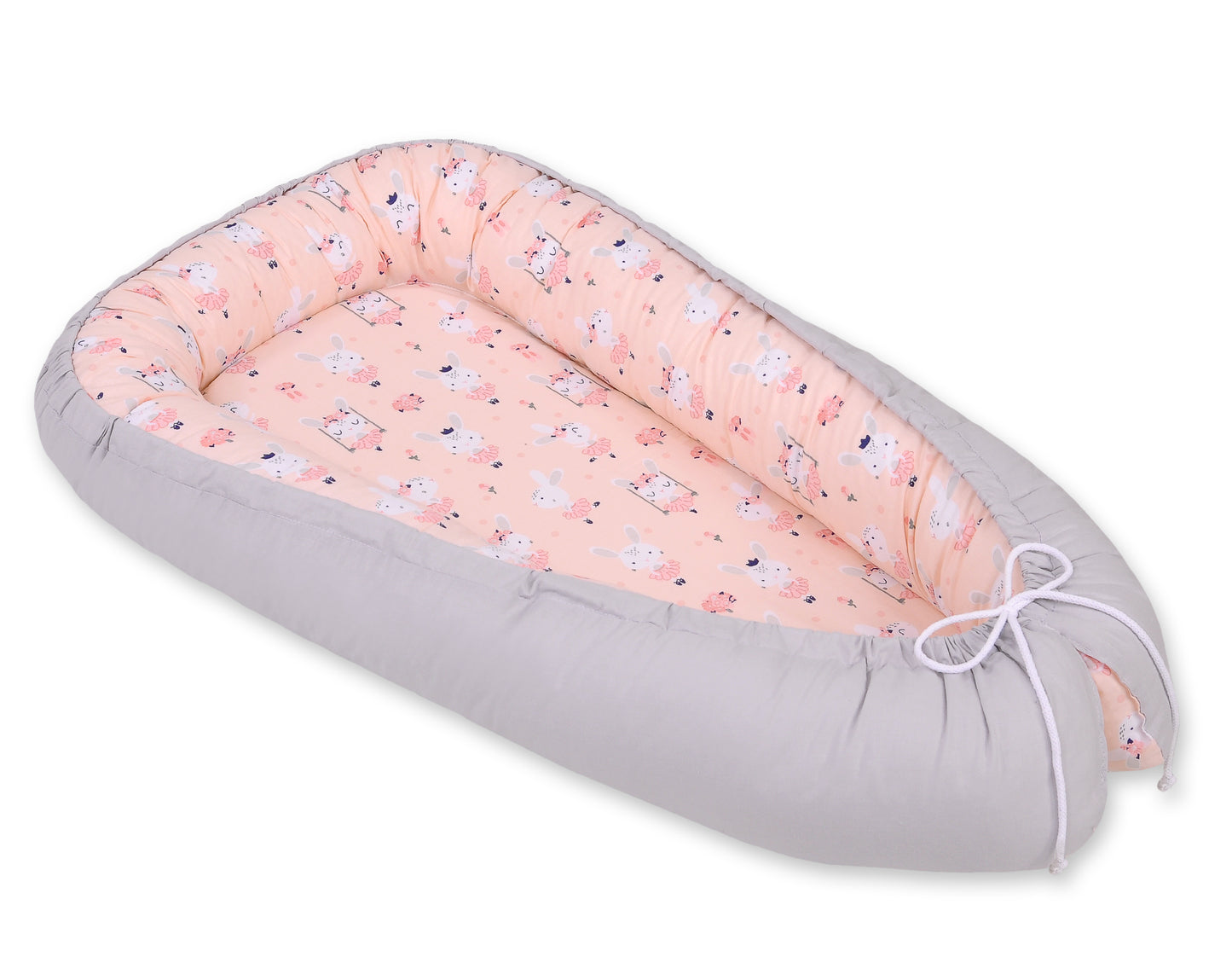 Baby nestje Dubbelzijdige Premium Cocoon for infants BOBONO- ballerinas pink – afbeelding 6