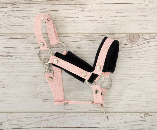 The adjustable halter for Hobby Horse A3 - powder pink with black furry – afbeelding 2
