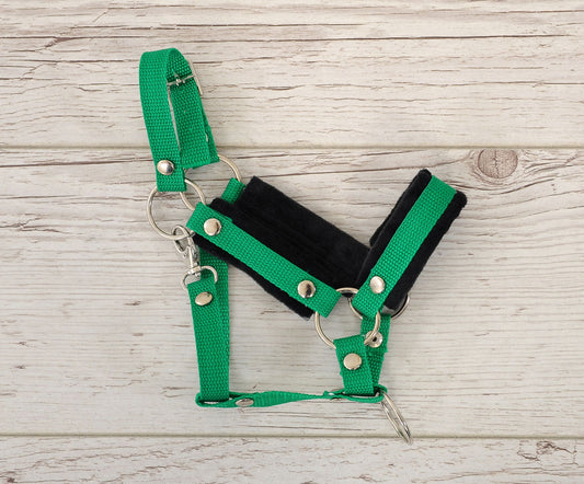 The adjustable halter for Hobby Horse A3 - green with black furry – afbeelding 2