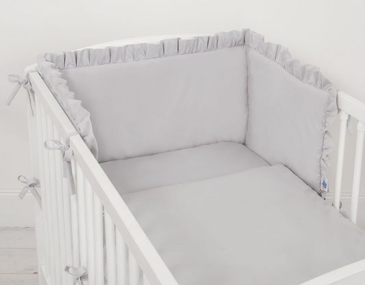Universal baby bed bumper with frill - grey – afbeelding 2