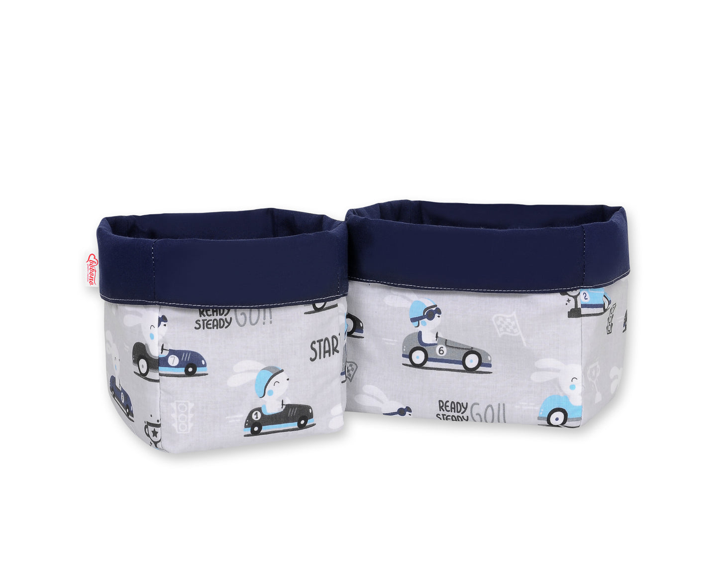 Set of 2 storage baskets - gray rabbits – afbeelding 1