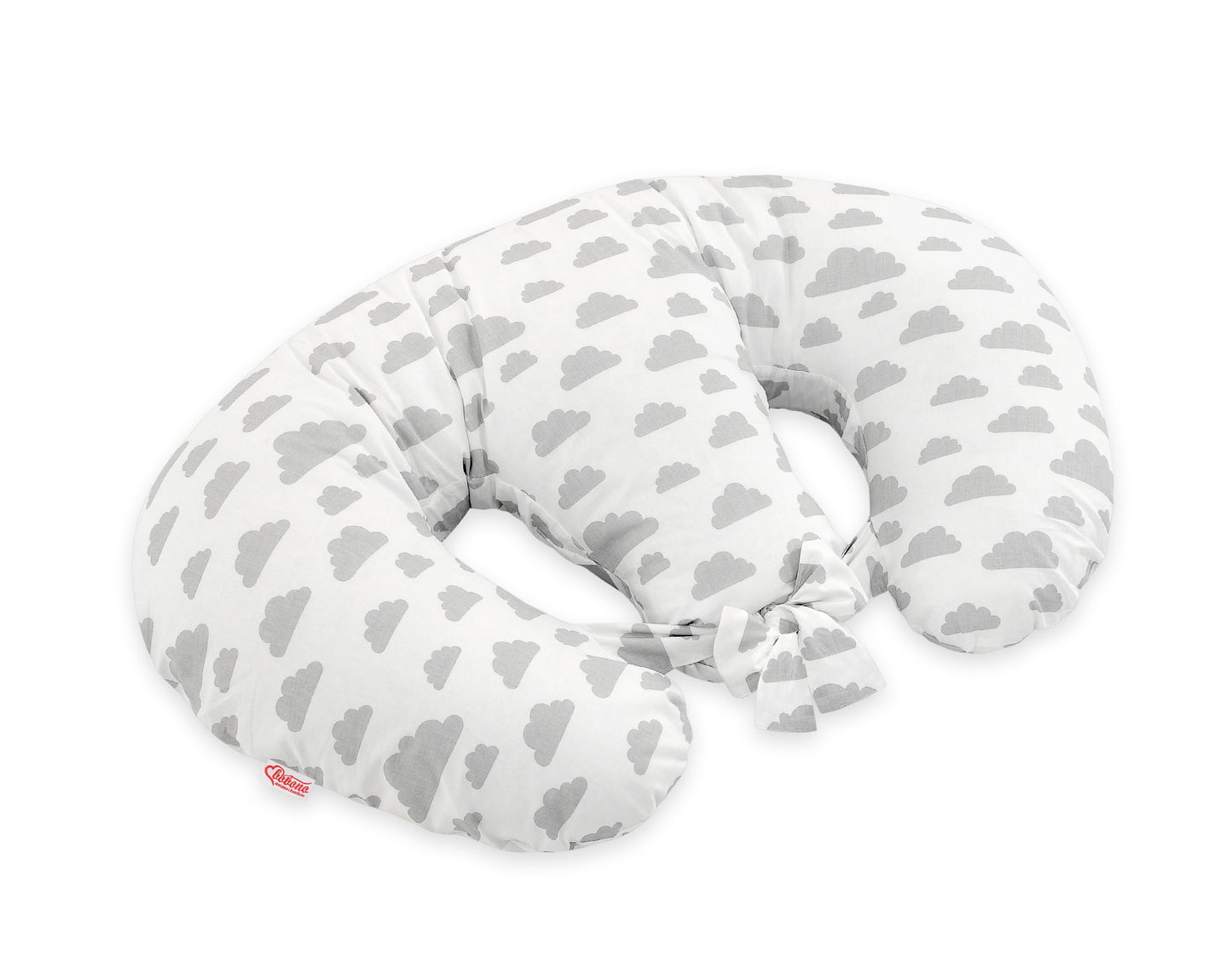 Twin nursing kussen, Breastfeeding Croissant kussen, removable, Hands-Free Feeding- clouds gray – afbeelding 4