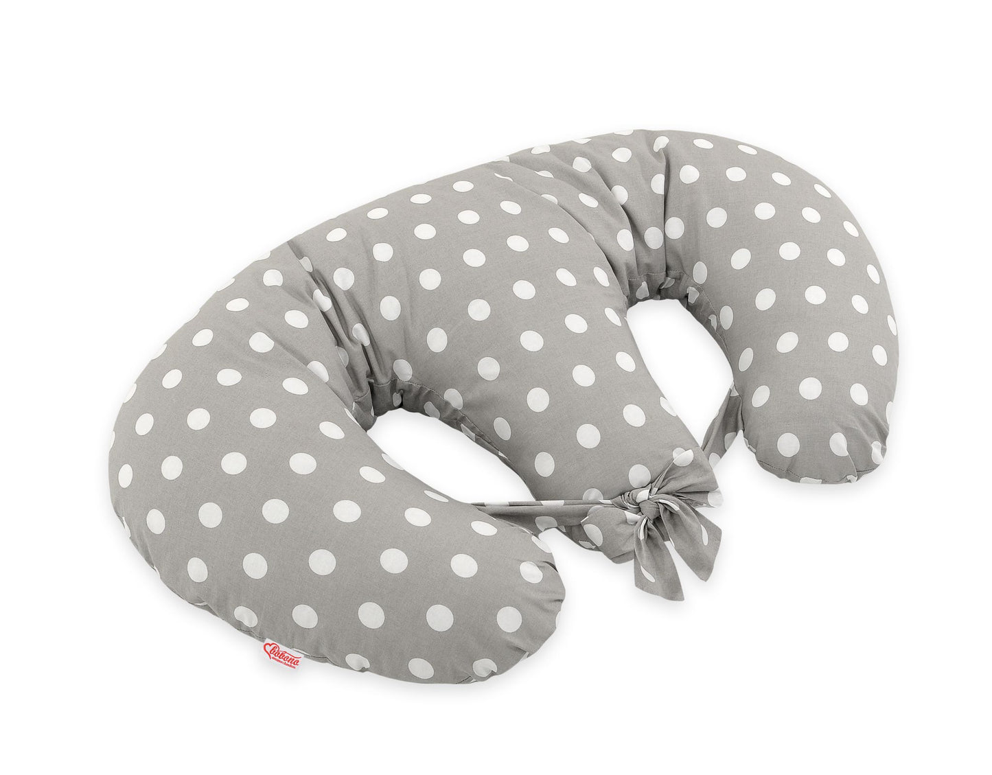 Twin nursing kussen, Breastfeeding Croissant kussen, removable, Hands-Free Feeding- dots on grey – afbeelding 4