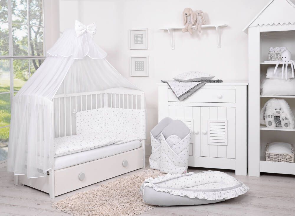 Baby cotton bedding set 2-pcs 120x90 cm- mini gray stars – afbeelding 4