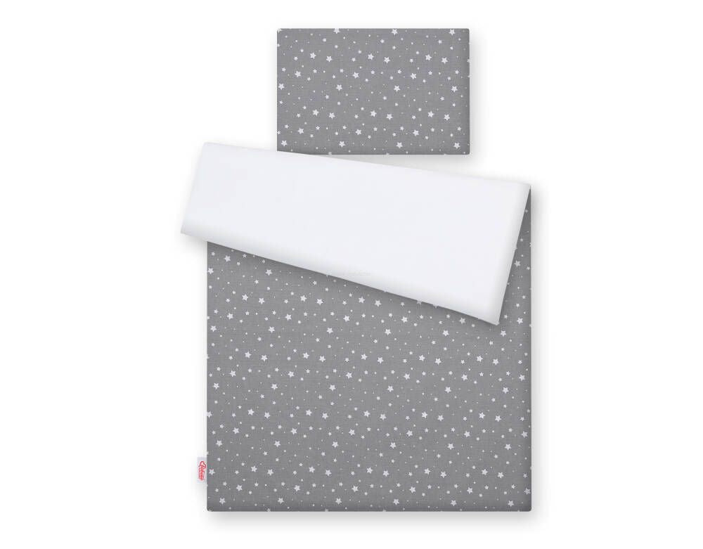 Baby cotton bedding set 2-pcs 120x90 cm - mini stars white/white – afbeelding 4