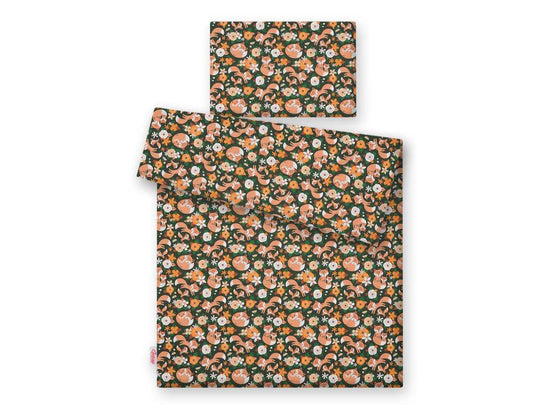 Baby cotton bedding set 2-pcs 120x90 cm- fox family on the green – afbeelding 2